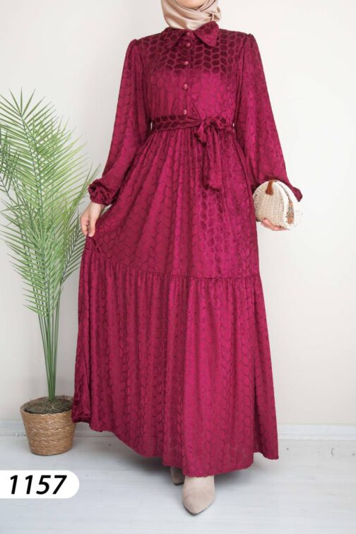 Quilted velvet Hijab Dress - wholesale hijab fashion