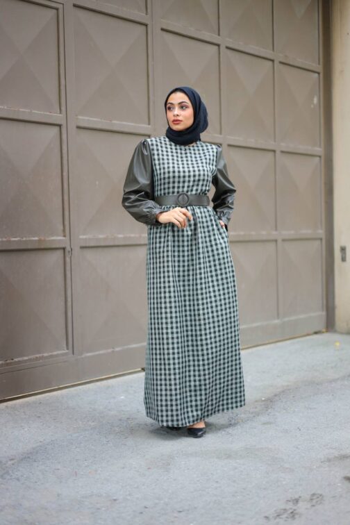 Ekose Leather Hijab Dress - wholesale hijab fashion mall