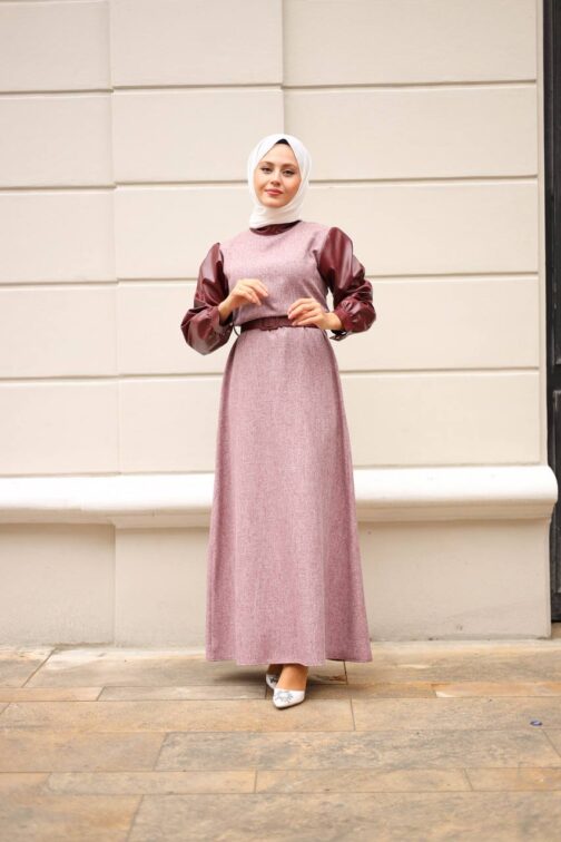 Mango Leather Hijab Dress - wholesale hijab fashion mall