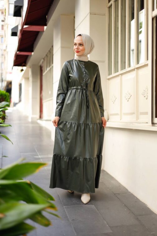 Leather Hijab Dress - wholesale hijab fashion mall