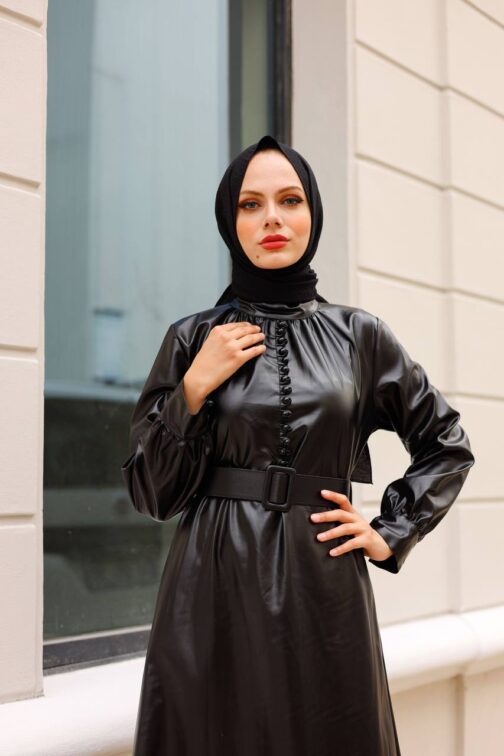 Leather Hijab Dress - wholesale hijab fashion mall