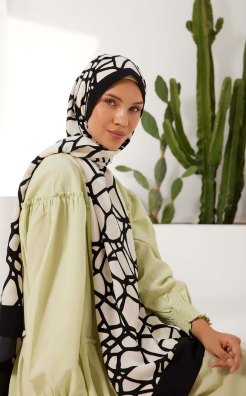 حجاب فاشن مول شال حرير المدينة مطبوع - Medina silk printed Shawl Hijab fashion mall 4