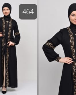 حجاب فاشن مول عباية أسود 2 طبقة - Abaya Black 2 Layers Hijab fashion mall 464