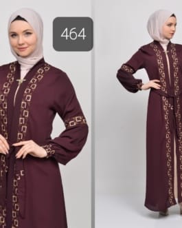 حجاب فاشن مول عباية بنفسجي 2 طبقة - Abaya Purple 2 Layers Hijab fashion mall 464