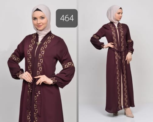 حجاب فاشن مول عباية بنفسجي 2 طبقة - Abaya Purple 2 Layers Hijab fashion mall 464