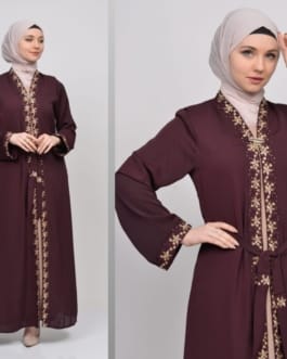 حجاب فاشن مول عباية بنفسجي 2 طبقة - Abaya Purple 2 Layers Hijab fashion mall 4640