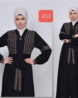 حجاب فاشن مول عباية تطريز ساده - Abaya traditional Hijab fashion mall 453