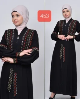 حجاب فاشن مول عباية تطريز ملون - Abaya colored Hijab fashion mall 453