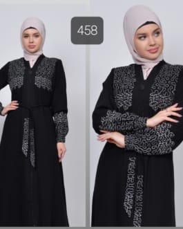 حجاب فاشن مول عباية فضي - Abaya silver Hijab fashion mall 458