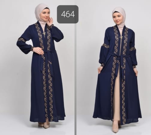 حجاب فاشن مول عباية كحلي 2 طبقة - Abaya Navy 2 Layers Hijab fashion mall 464