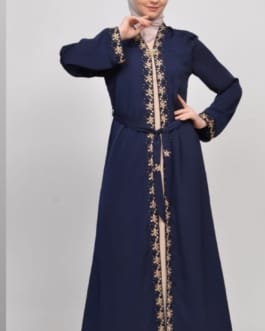 حجاب فاشن مول عباية كحلي 2 طبقة - Abaya Navy 2 Layers Hijab fashion mall 4640