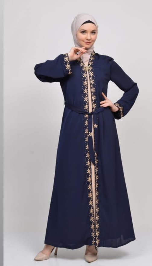 حجاب فاشن مول عباية كحلي 2 طبقة - Abaya Navy 2 Layers Hijab fashion mall 4640