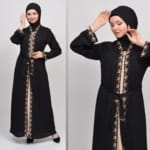 حجاب فاشن مول عباية أسود 2 طبقة - Abaya Black 2 Layers Hijab fashion mall 4640