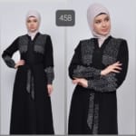 حجاب فاشن مول عباية فضي - Abaya silver Hijab fashion mall 458