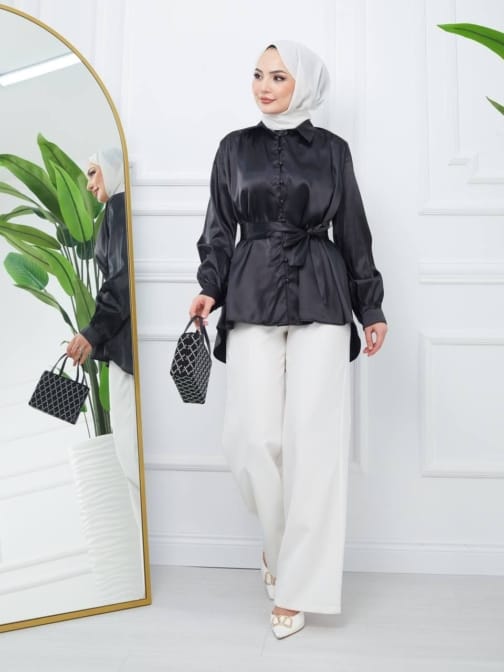 بلوز ساتان حجاب فاشن مول - Blouse saten Hijab fashion mall 2