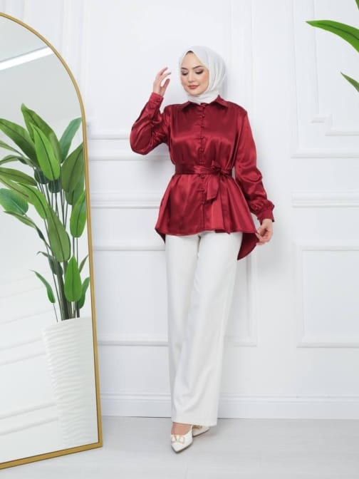 بلوز ساتان حجاب فاشن مول - Blouse saten Hijab fashion mall 2