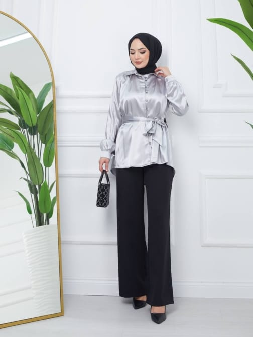 بلوز ساتان حجاب فاشن مول - Blouse saten Hijab fashion mall 2