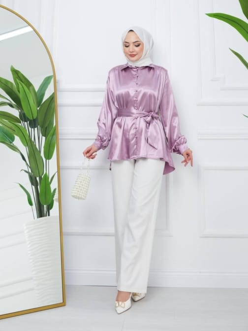 بلوز ساتان حجاب فاشن مول - Blouse saten Hijab fashion mall 2