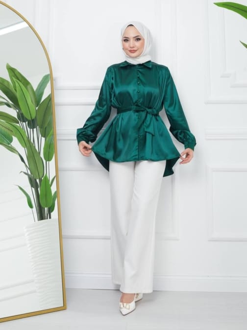 بلوز ساتان حجاب فاشن مول - Blouse saten Hijab fashion mall 2