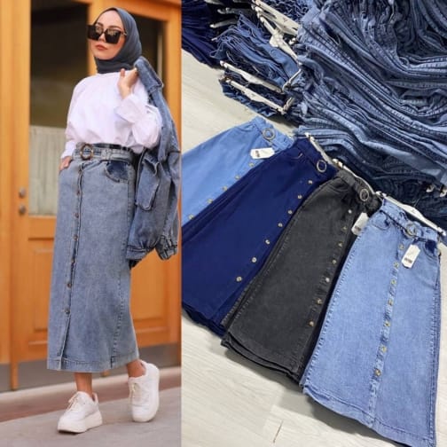 تنورة جينز حجاب فاشن مول - Skirt jeans Hijab fashion mall 2