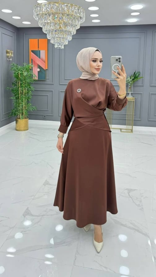 طقم سهرة بلوز وتنورة حجاب فاشن مول - Evening suit blouse and skirt Hijab fashion mall 1