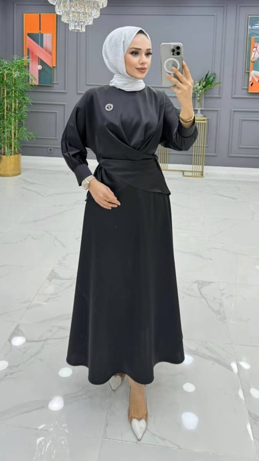 طقم سهرة بلوز وتنورة حجاب فاشن مول - Evening suit blouse and skirt Hijab fashion mall 1