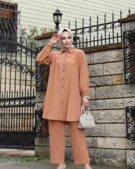 طقم كريب قميص قطعتين حجاب فاشن مول - Suit creb 2 pieces Hijab fashion mall 1