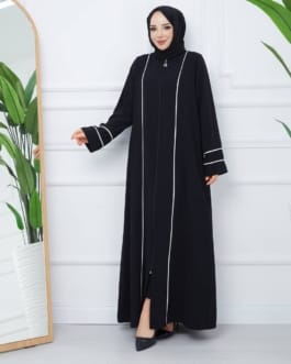 عباية حرير المدينة حجاب فاشن مول - Abaya medina silk zipped Hijab fashion mall 1