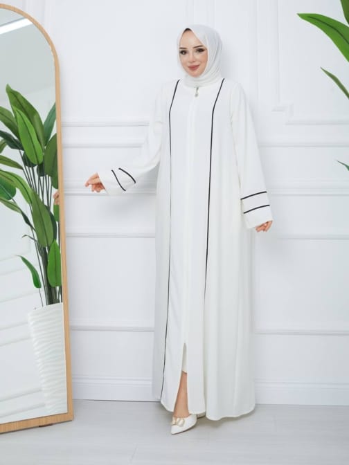 عباية حرير المدينة حجاب فاشن مول - Abaya medina silk zipped Hijab fashion mall 1