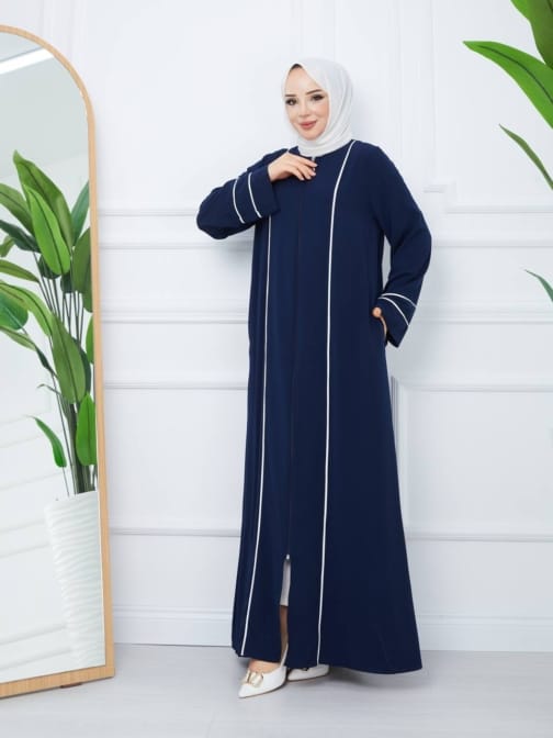 عباية حرير المدينة حجاب فاشن مول - Abaya medina silk zipped Hijab fashion mall 1