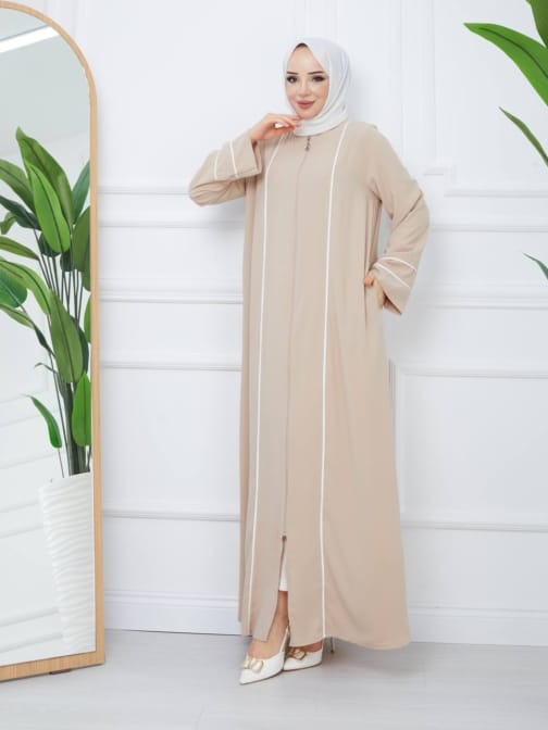 عباية حرير المدينة حجاب فاشن مول - Abaya medina silk zipped Hijab fashion mall 1