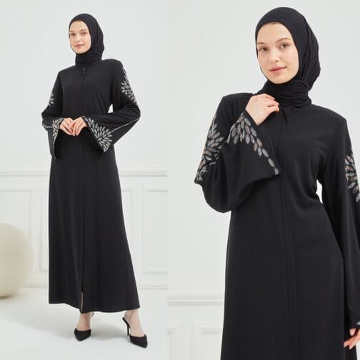 عباية مطرزة حرير المدينة حجاب فاشن مول - Abaya al medina silk Hijab fashion mall 1