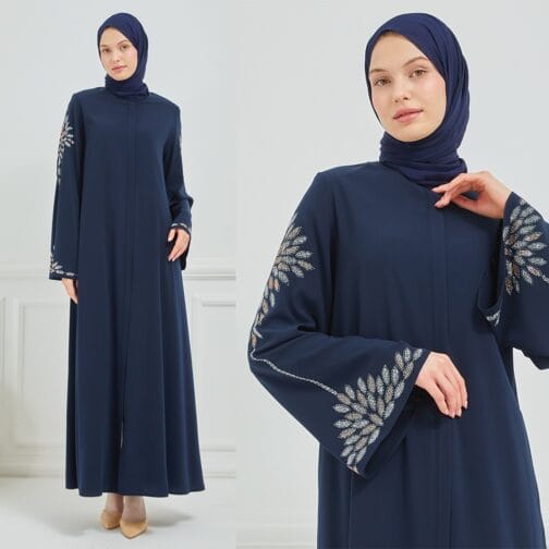 عباية مطرزة حرير المدينة حجاب فاشن مول - Abaya al medina silk Hijab fashion mall 1