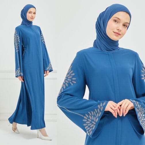 عباية مطرزة حرير المدينة حجاب فاشن مول - Abaya al medina silk Hijab fashion mall 1