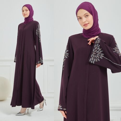 عباية مطرزة حرير المدينة حجاب فاشن مول - Abaya al medina silk Hijab fashion mall 1