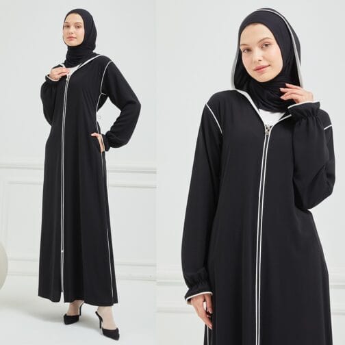 عباية هودي حرير المدينة حجاب فاشن مول - Abaya Hoodie al medina silk Hijab fashion mall 1