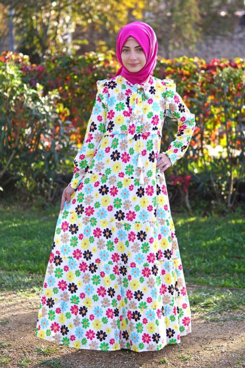 فستان بنات مزهر حجاب فاشن مول - girls flower dress Hijab fashion mall 1