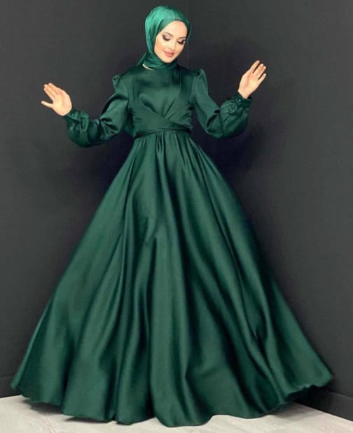 فستان سهرة أخضرحجاب فاشن مول - Evening dress green Hijab fashion mall 2