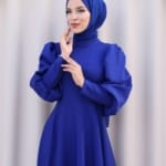 فستان سهرة بالون كول كحلي حجاب فاشن مول - Evening dress Balon kol Navy Hijab fashion mall 1