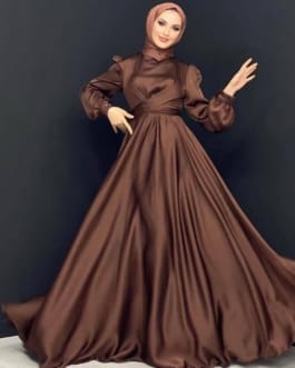 فستان سهرة بني حجاب فاشن مول - Evening dress brown Hijab fashion mall