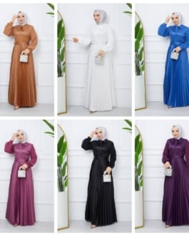 فستان سهرة ساتان 6 الوان حجاب فاشن مول - Evening dress saten 6 colours Hijab fashion mall