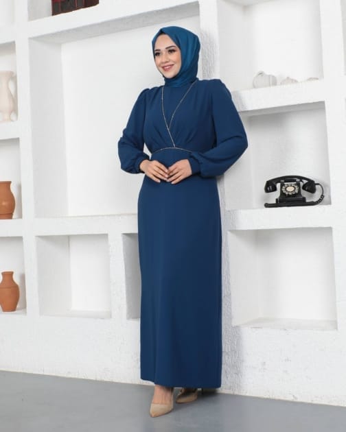 فستان سهرة كريب حجاب فاشن مول - Evening dress Krep Hijab fashion mall 1