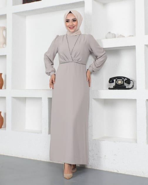 فستان سهرة كريب حجاب فاشن مول - Evening dress Krep Hijab fashion mall 1