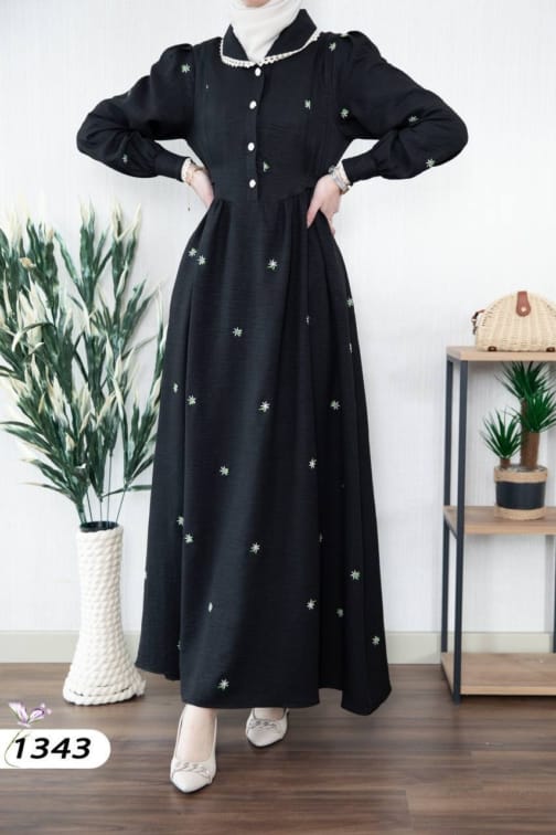 فستان كتان ميلانج حجاب فاشن مول - dress melang keten Hijab fashion mall 1