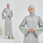 عباية مطرزة حرير المدينة حجاب فاشن مول - Abaya al medina silk Hijab fashion mall 1