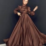 فستان سهرة بني حجاب فاشن مول - Evening dress brown Hijab fashion mall