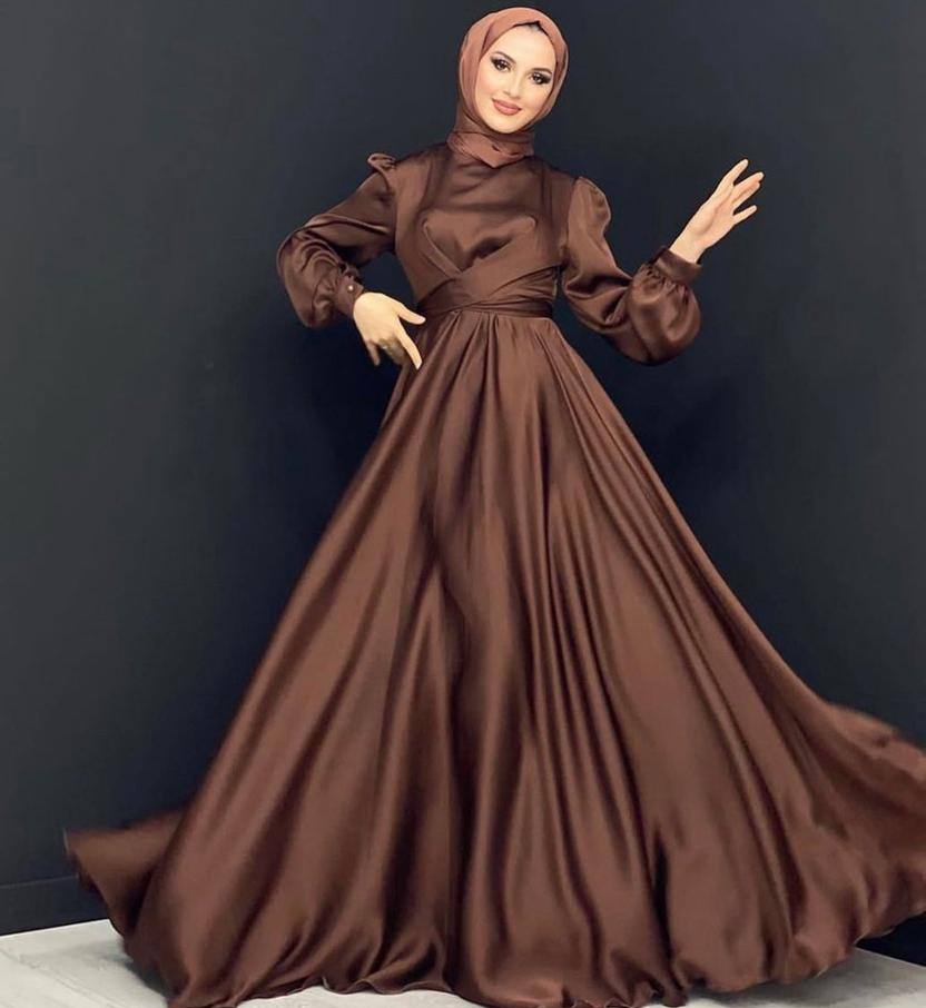 فستان سهرة بني حجاب فاشن مول - Evening dress brown Hijab fashion mall