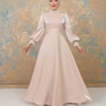 فستان سهرة ساتان أبيض حجاب فاشن مول - Evening dress Saten white Hijab fashion mall 1